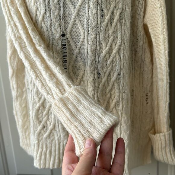 Free People Complex Cable Distressed Cowl
Neck Sweater Size Small - Picture 5 of 13